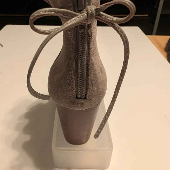 Crown & Ivy Morcella Ruffle Ankle Boots - Light Gray Suede - Picture 5 of 12